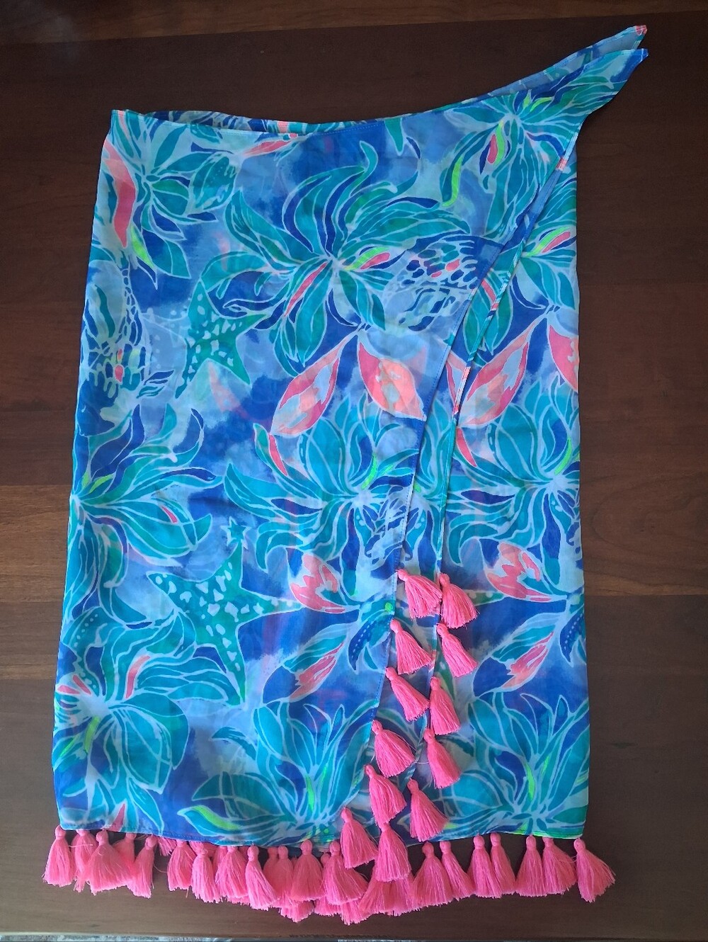 Lilly Pulitzer Blue/pink Floral Sarong wrap NWOT/EUC